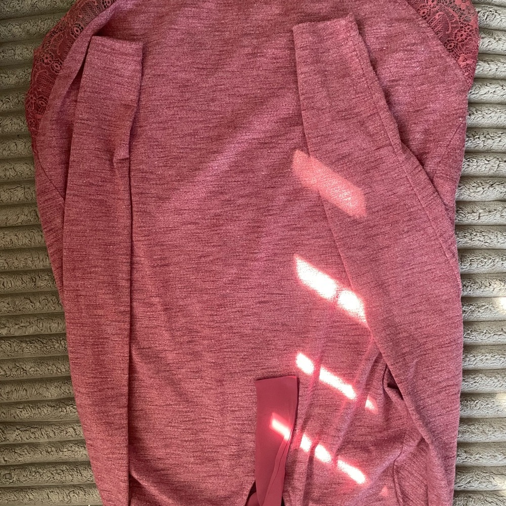 Pink Long Sleeve Top with Lace Detail